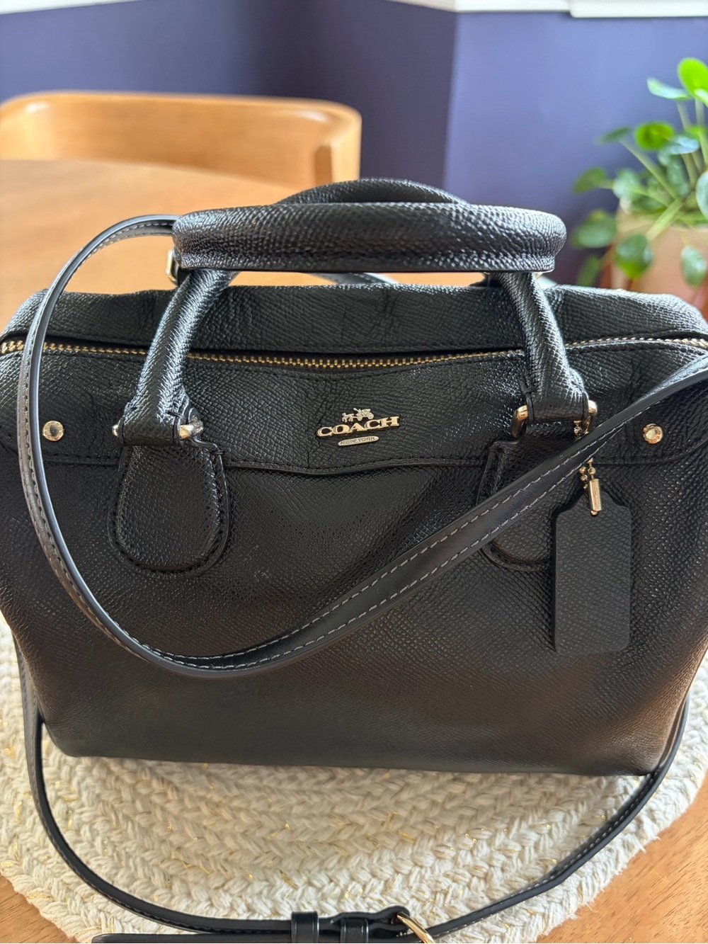 Authentic COACH Mini Bennett Satchel 2Way Shoulder Handbag Black Leather Bag